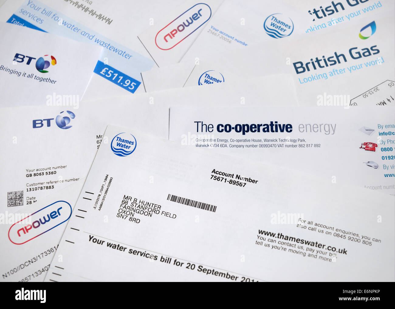 Household Bills, United Kingdom Stock Photo