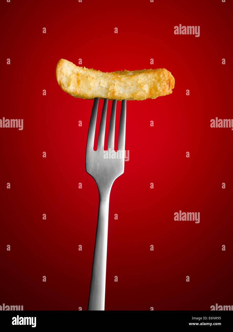Chip on fork Stock Photo