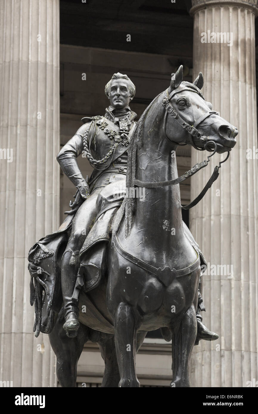 Duke of Wellington Statue with no cone. Glasgow, Scotland, UK Stock Photo
