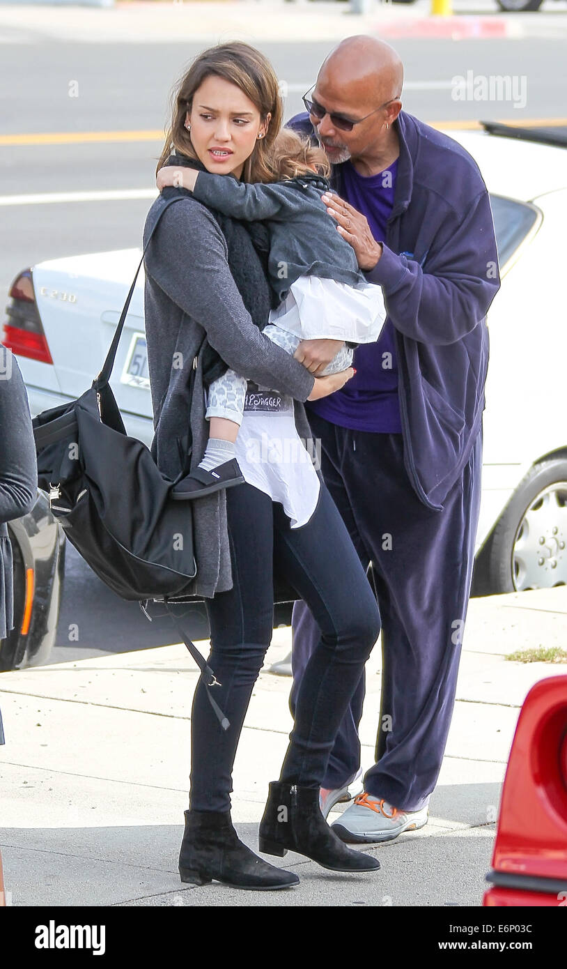 Jessica Alba, husband Cash Warren and their daughters go out to brunch with Warren's father Michael  Featuring: Jessica Alba,Haven Warren,Michael Warren Where: Los Angeles, California, United States When: 22 Feb 2014 Stock Photo