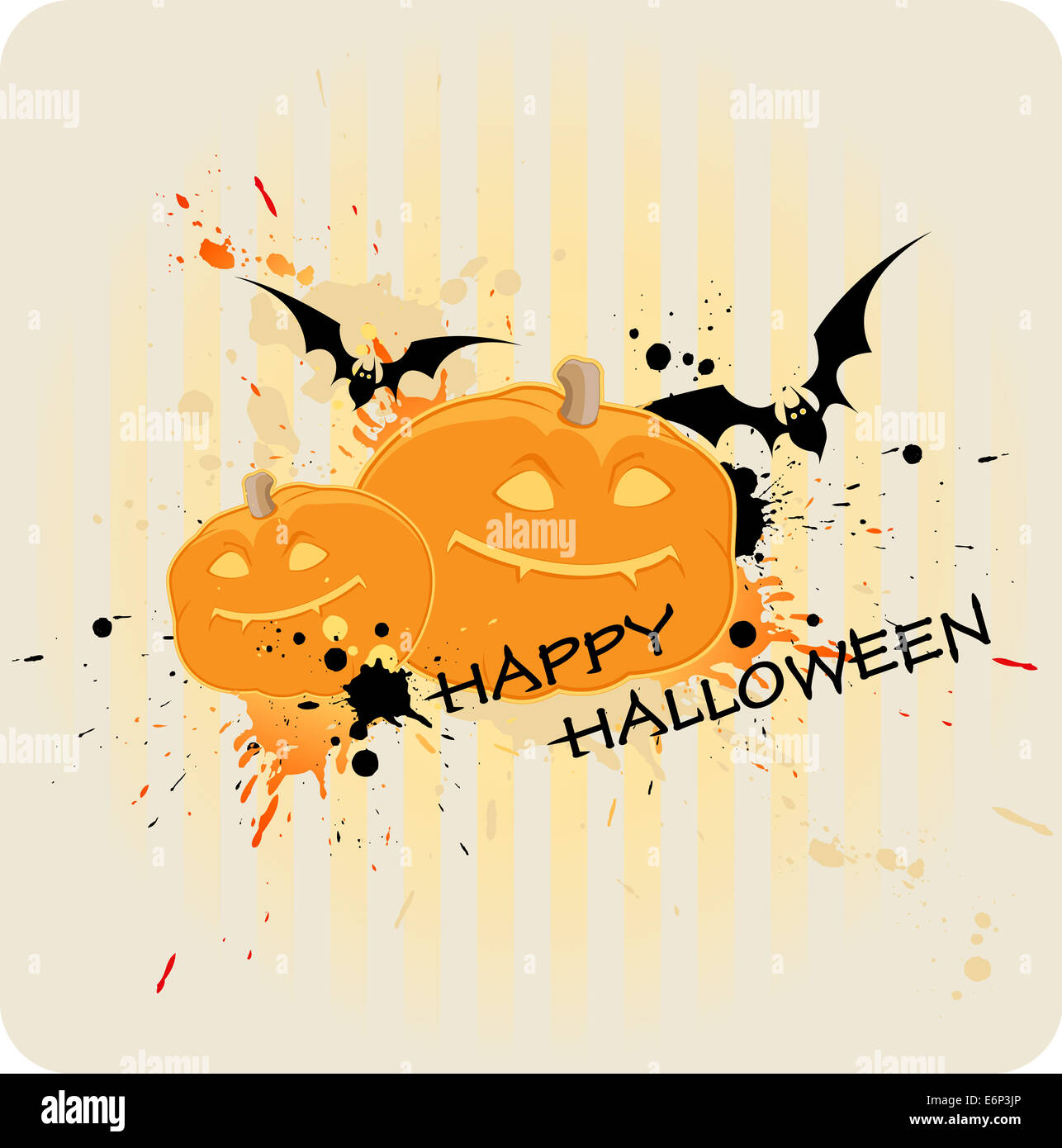 striped Halloween background with pumpkin and bat Stock Photo - Alamy