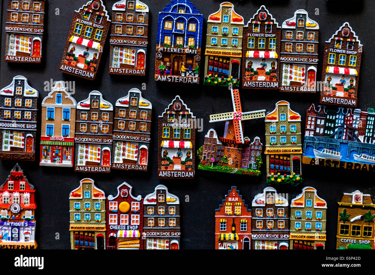Colourful Fridge Magnets For Sale, Amsterdam, Holland Stock Photo