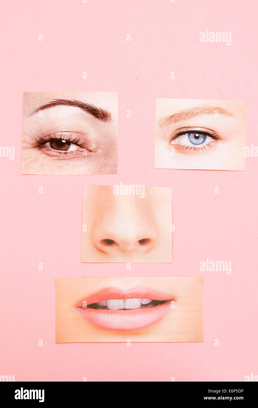 collage of parts of woman face Stock Photo