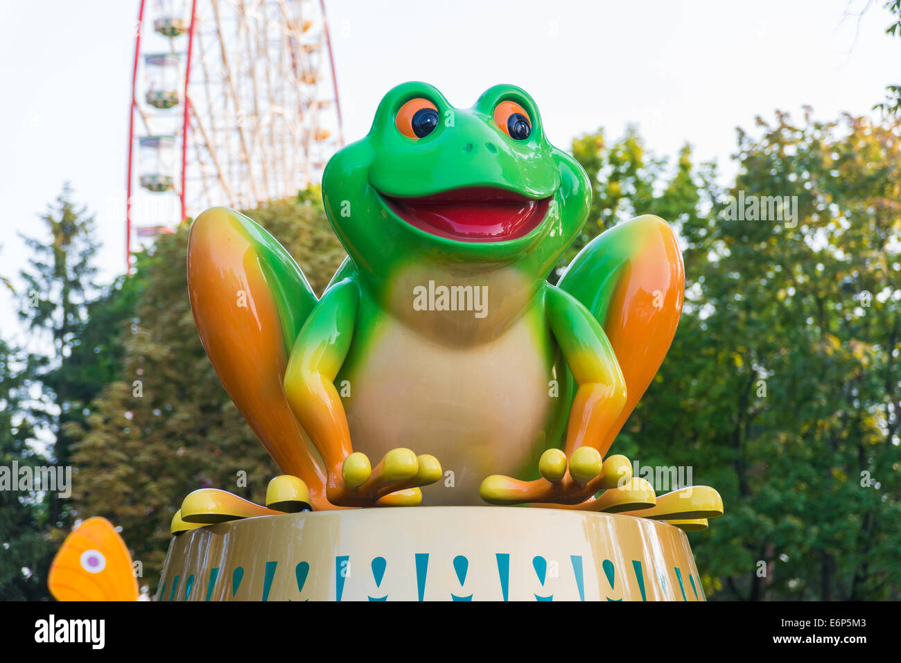 Nice and coloured frog in a kids park Stock Photo