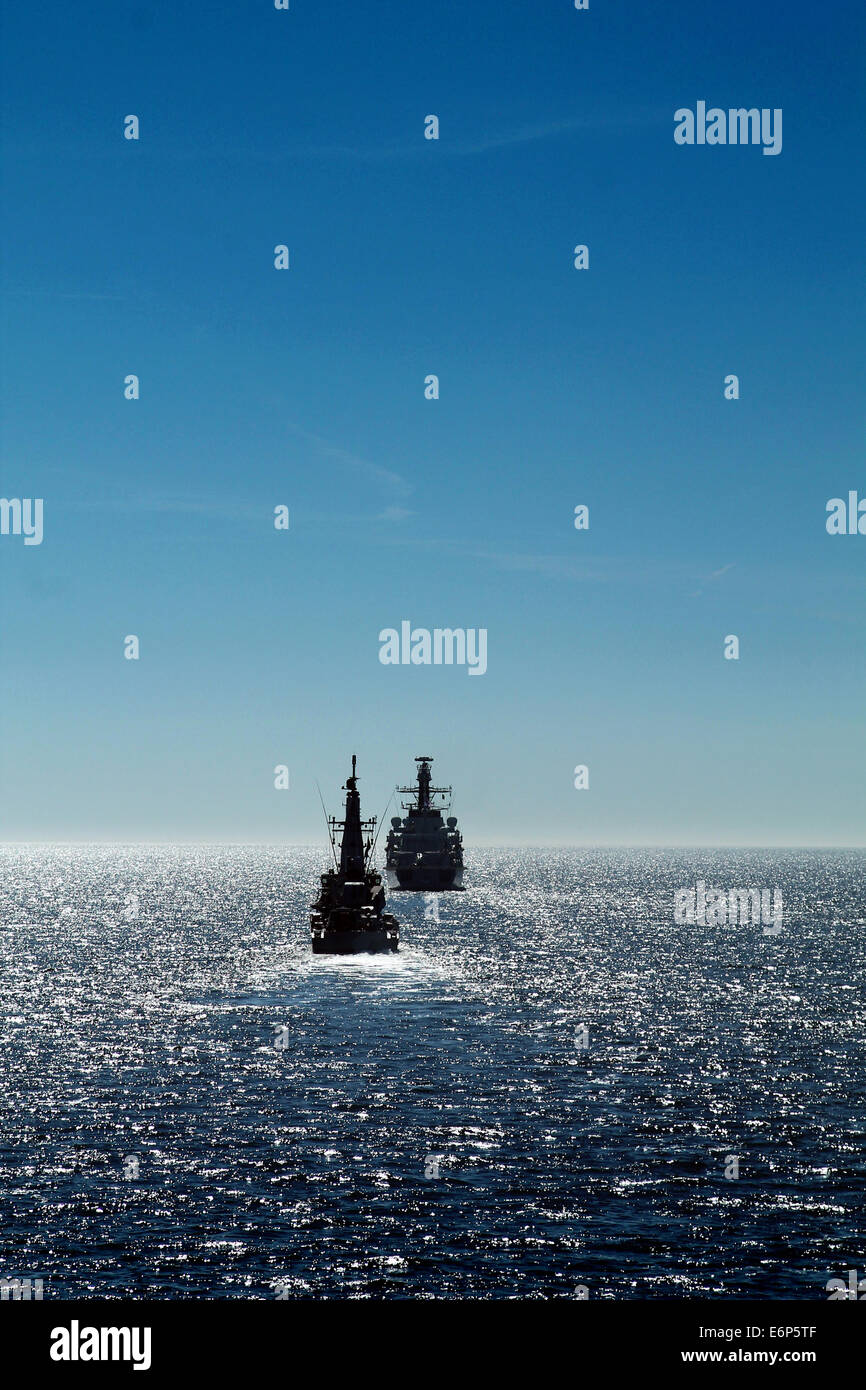 Two navy ships in BALTOPS 2014 exercise. Stock Photo