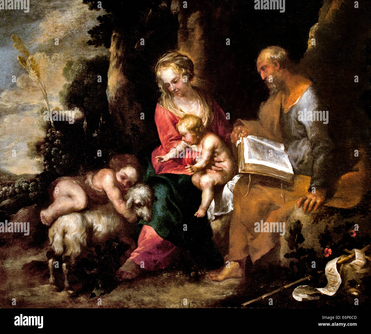 Holy Family with John the Baptist 1635 Anton Maria Vassallo 1615-1657 Stock Photo