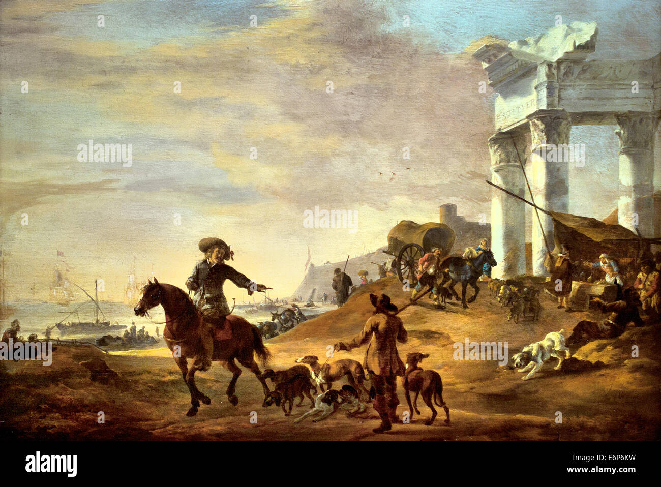 Depart for hunting 1664 Jan Weenix 1640-1719 Dutch Netherlands Stock Photo
