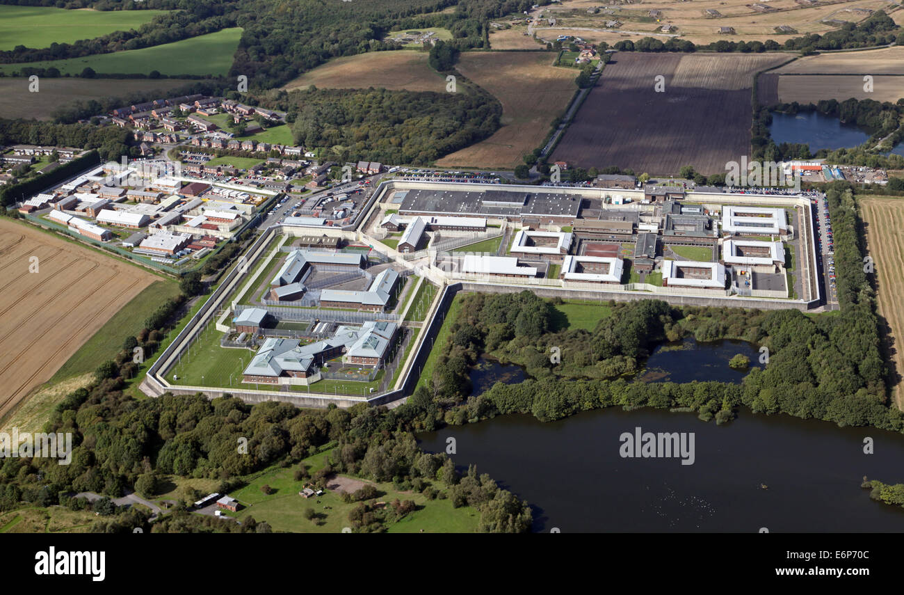 aerial view of HM Prison Frankland & Long Newton Prison, County Durham, UK Stock Photo