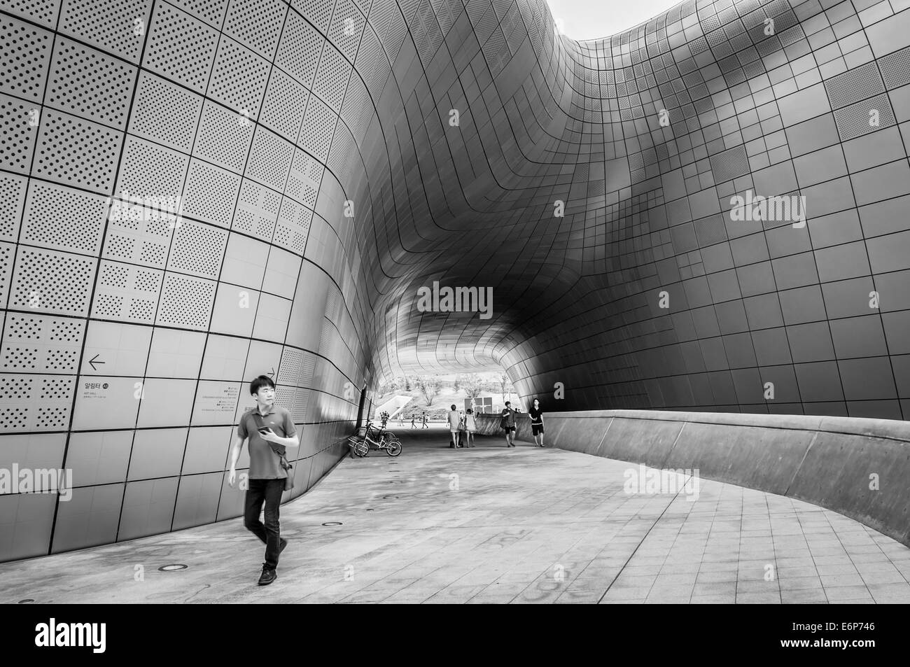 Modern architecture at the newly opened Dongdaemun Design Plaza in Seoul, South Korea, designed by architect, Zaha Hadid. Stock Photo