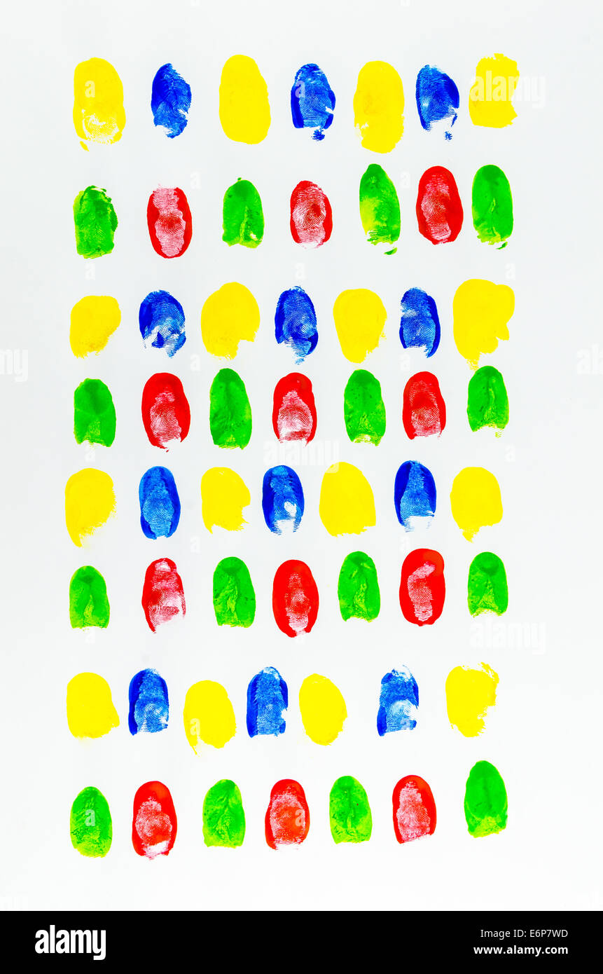 A colorful of fingerprint painted Stock Photo