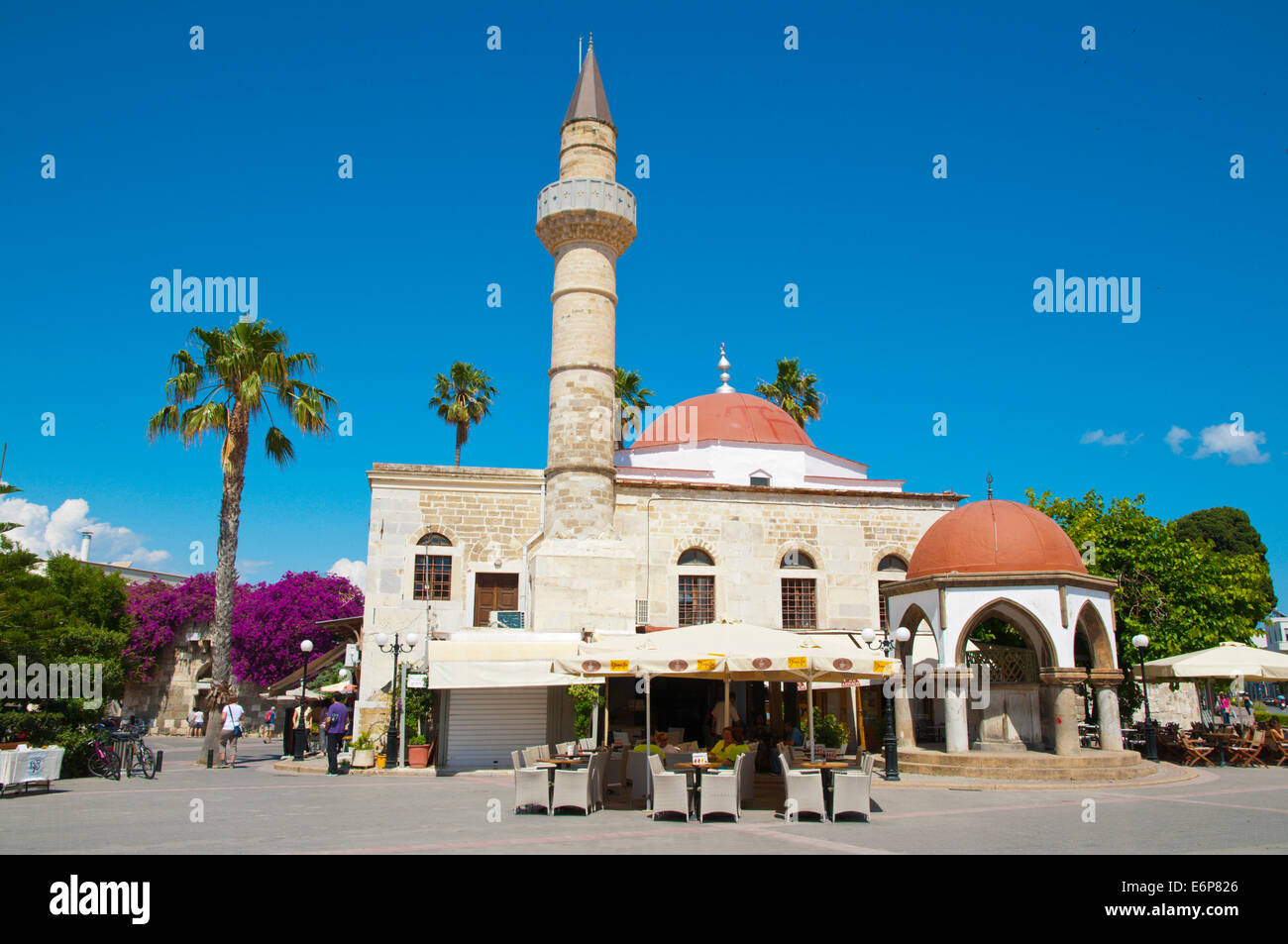 Deftertar mosque, Eleftherias square, Kos town, Kos island, Dodecanese islands, Greece, Europe Stock Photo