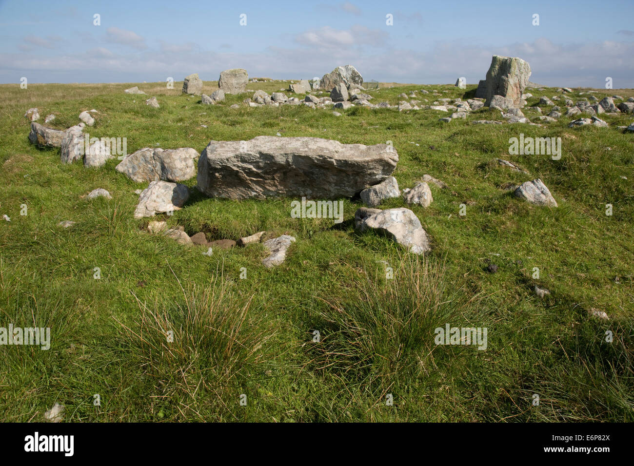 Steincleit cairn and stone circle on prehistoric archeological site Lewis Outer Hebrides Scotland UK Stock Photo