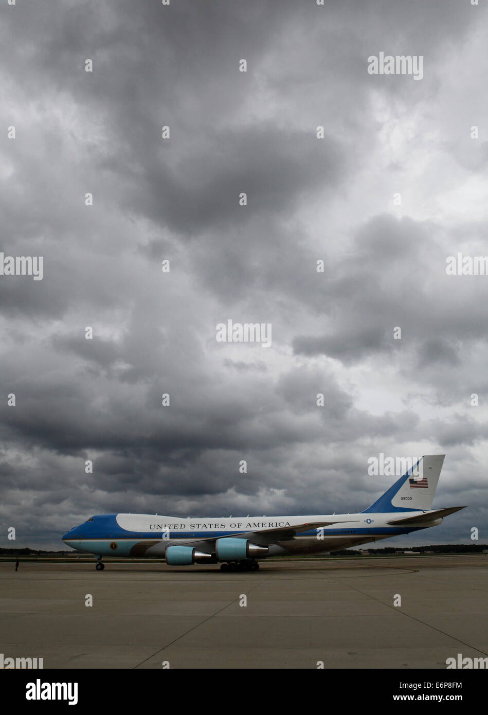 Air Force One prepares to take off at Andrews Air Force Base Stock