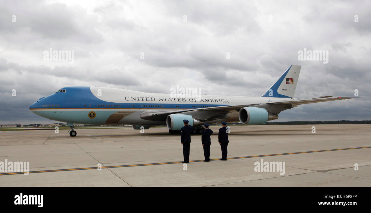 Air Force One prepares to take off at Andrews Air Force Base Stock