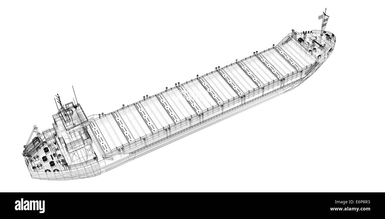 barge Cargo  model body structure, wire model Stock Photo