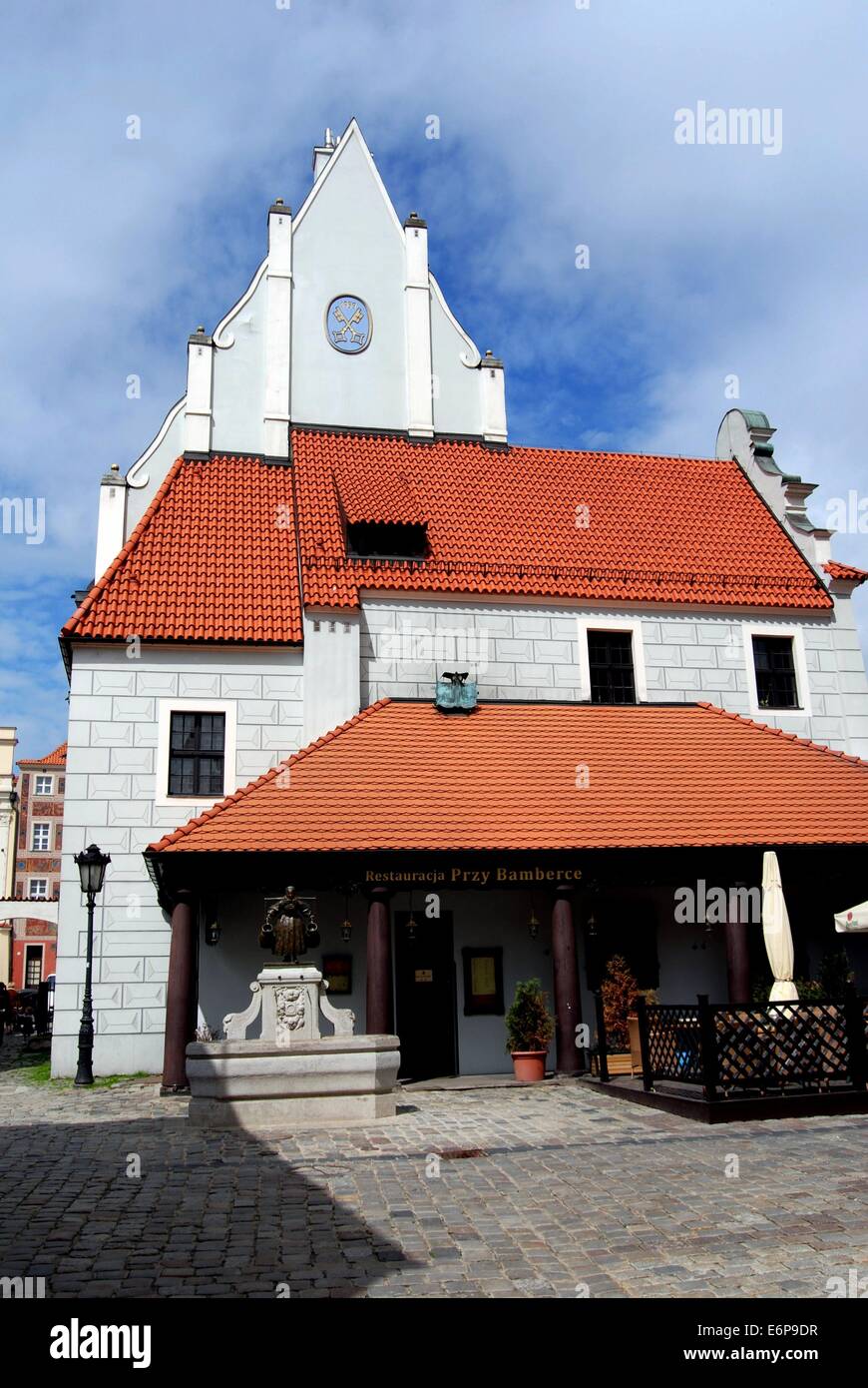 POZNAN, POLAND:  Housed behind the Weigh House in the Rynek Old Market Square is the famed Bamberger Restaurant Stock Photo