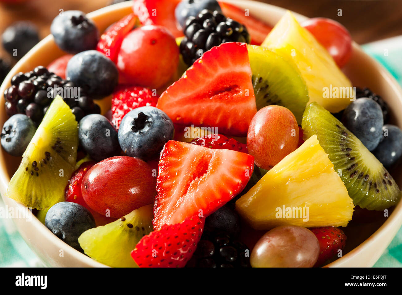 Heallthy Organic Fruit Salad with Berries Pineapple and Grapes Stock ...