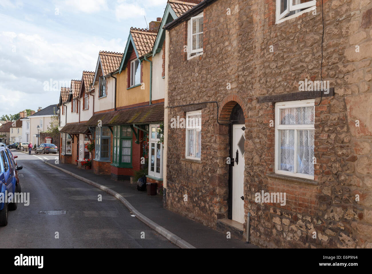 Lime Street in Nether Stowey. Terrace of Victorian houses next to a