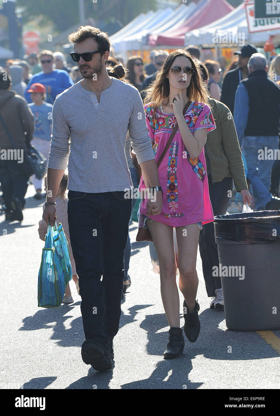 Summer Glau and her boyfriend at the Farmers Market  Featuring: Summer Glau Where: Los Angeles, California, United States When: 23 Feb 2014 Stock Photo