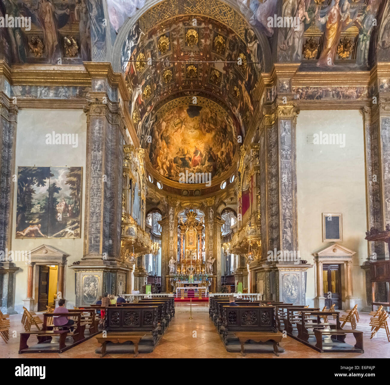 Ornate interior of the Basilica of Santa Maria della Steccata, Parma, Emilia Romagna, Italy Stock Photo