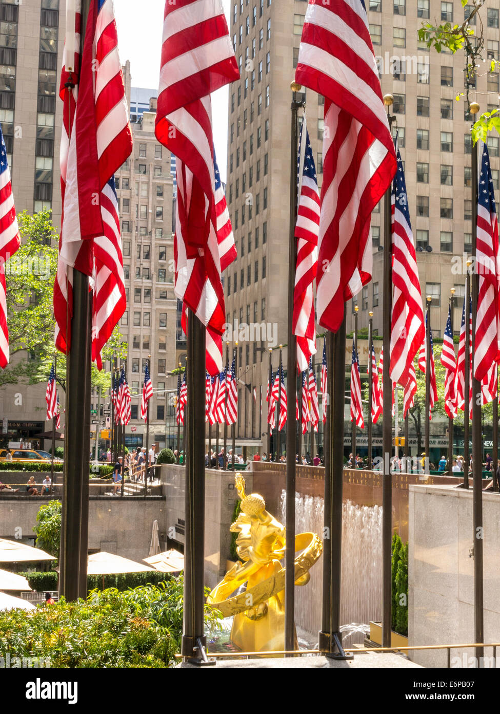 American Flags at Rockefeller Center Plaza, NYC Stock Photo Alamy