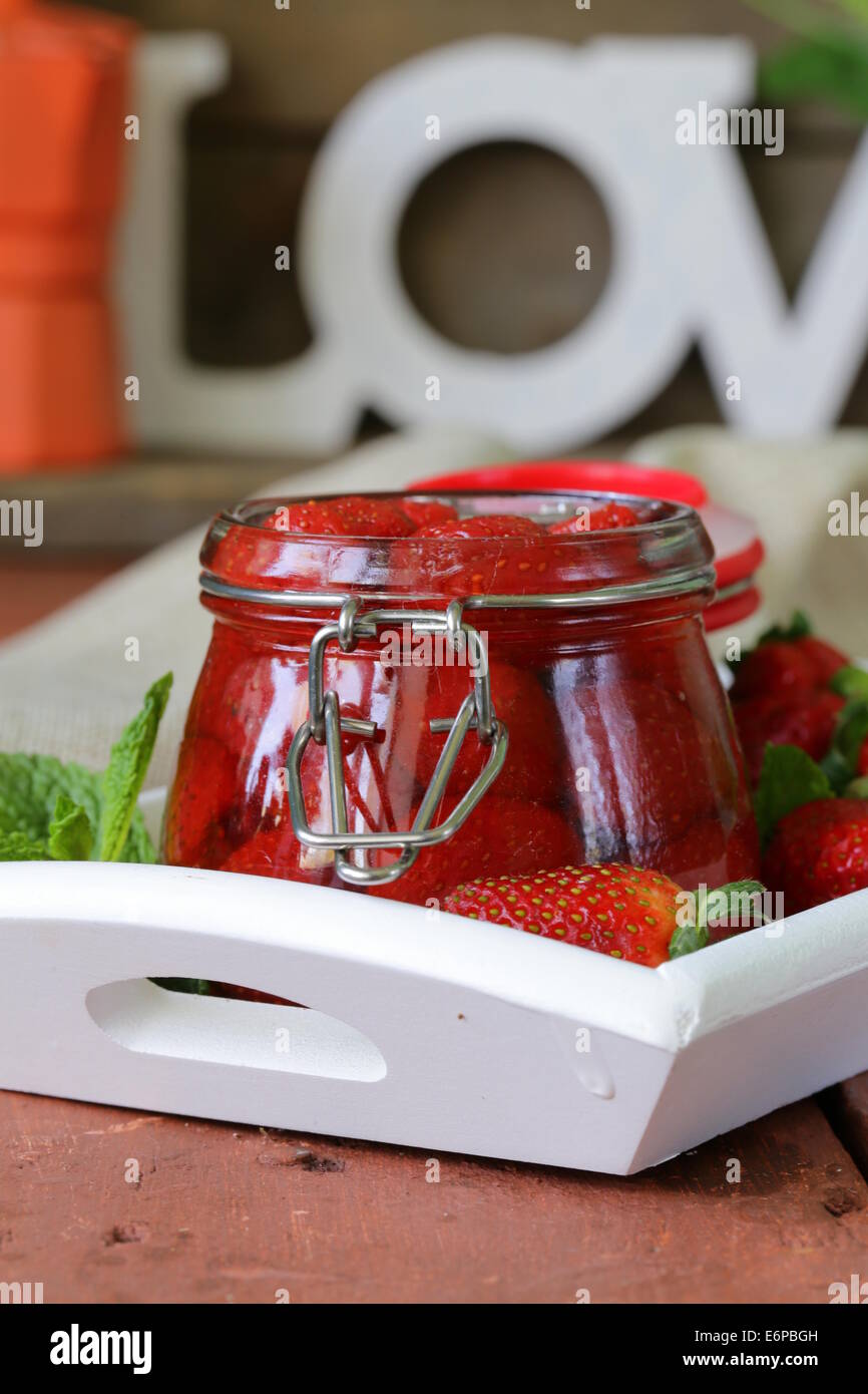 homemade jam from fresh ripe strawberries in a glass jar Stock Photo ...
