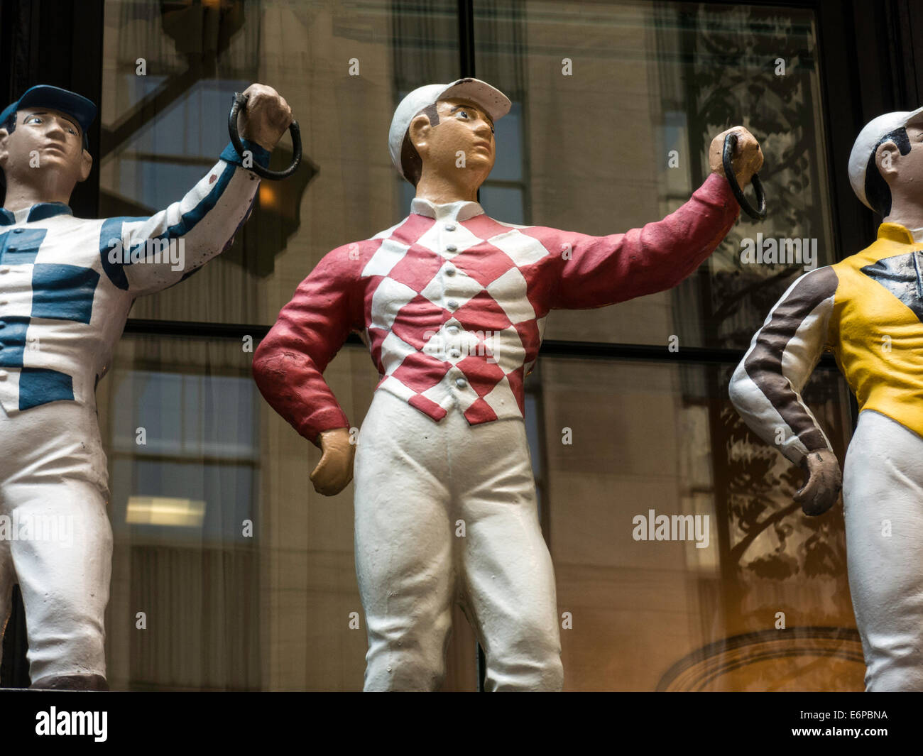 Ornamental Jockeys at The 21 Club, NYC Stock Photo