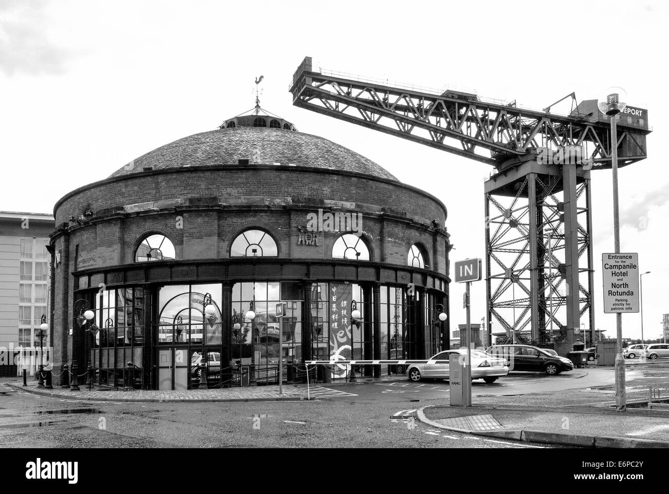 Clydeport Finnieston Crane and north rotunda pacific quay Glasgow Stock Photo