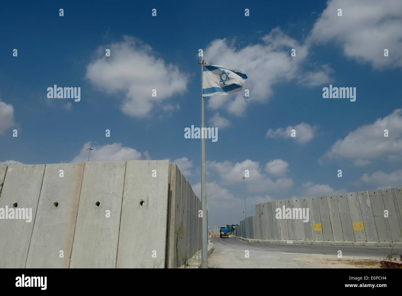 Precast concrete wall panels surrounding the Kerem Shalom border crossing at the junction of the Gaza Strip–Israel border and the Gaza–Egypt border. Israel Stock Photo