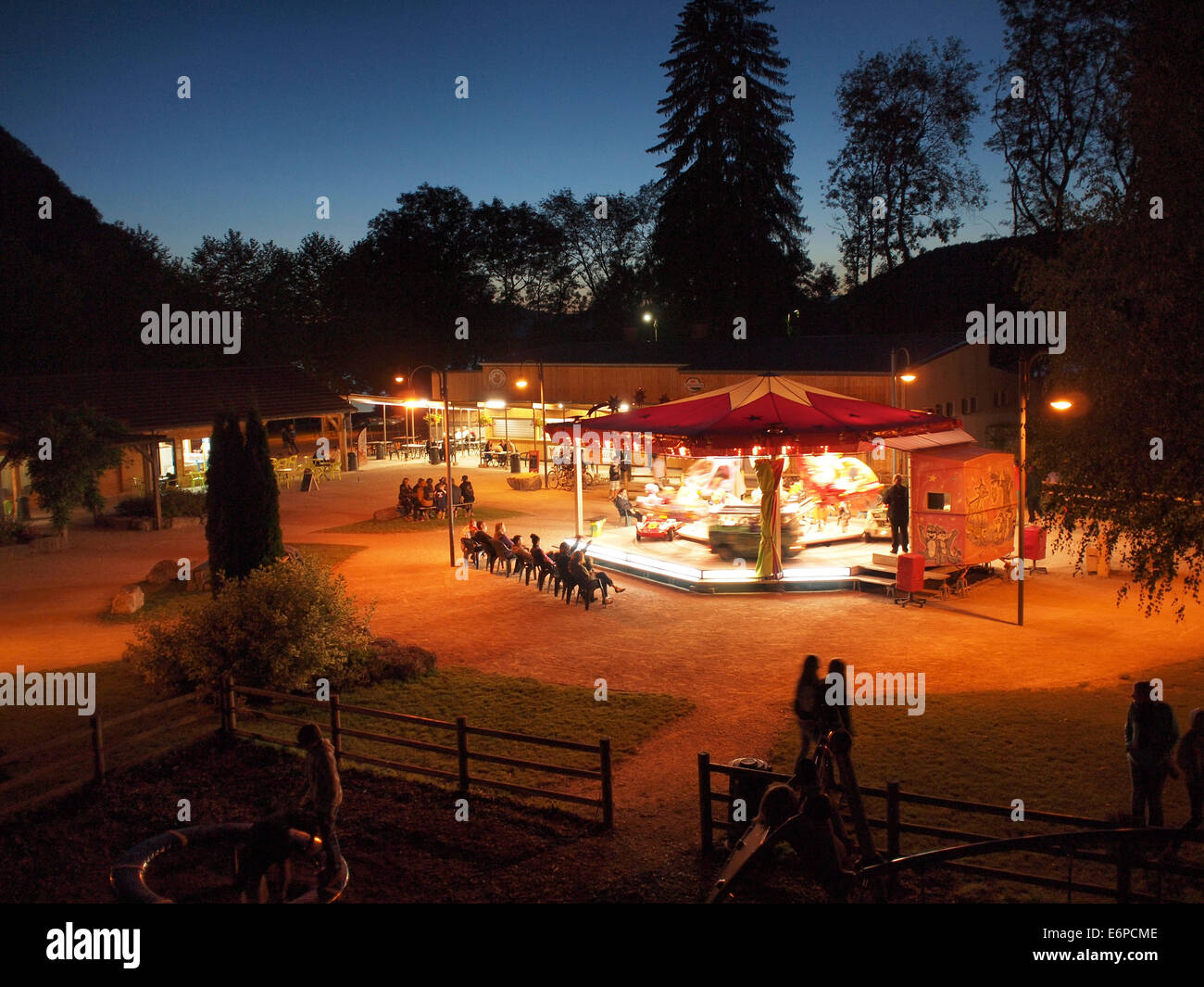 Evening entertainment at the campsite Domaine de Chalain, Jura region, France Stock Photo