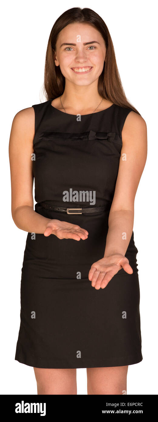 Businesswoman shows her empty palm Stock Photo - Alamy