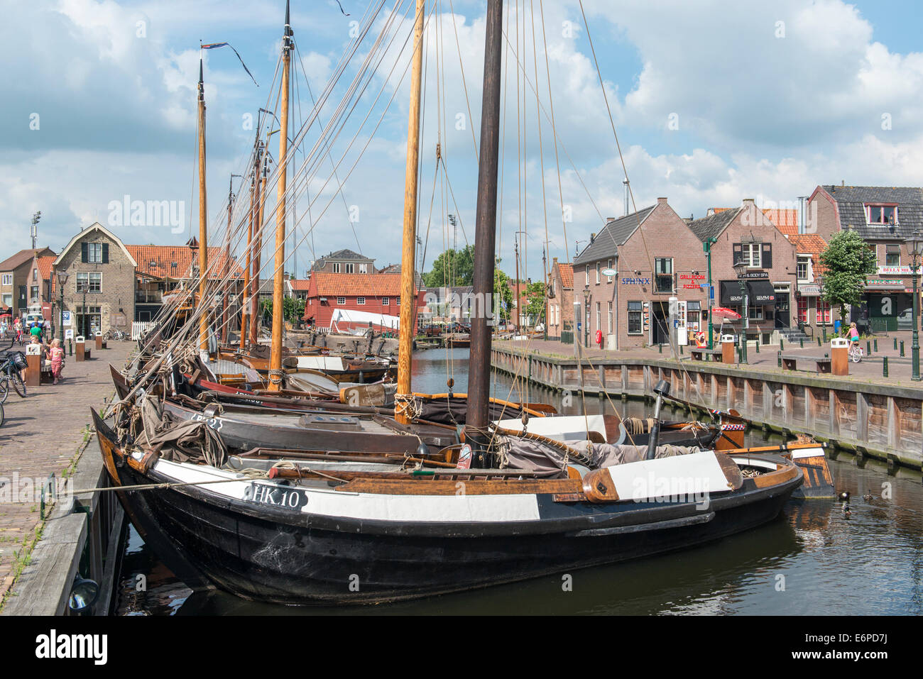 Largest historical fleet of botters (a type of fishing boat), in Bunschoten-.Spakenburg, Netherlands Stock Photo