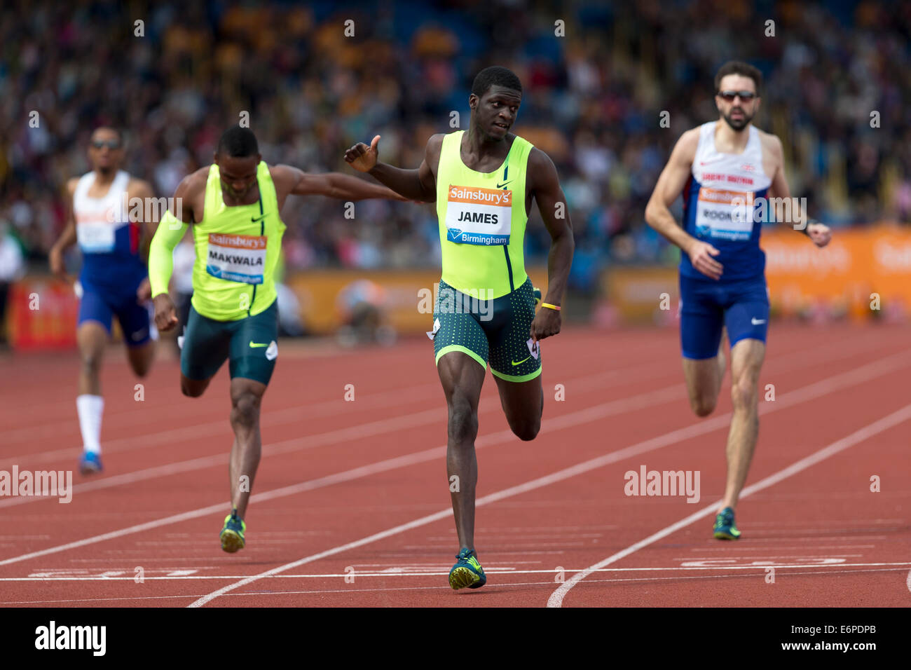 Kirani JAMES winning the 400m race Diamond League 2014 Sainsbury's Birmingham Grand Prix, Alexander Stadium, UK Stock Photo