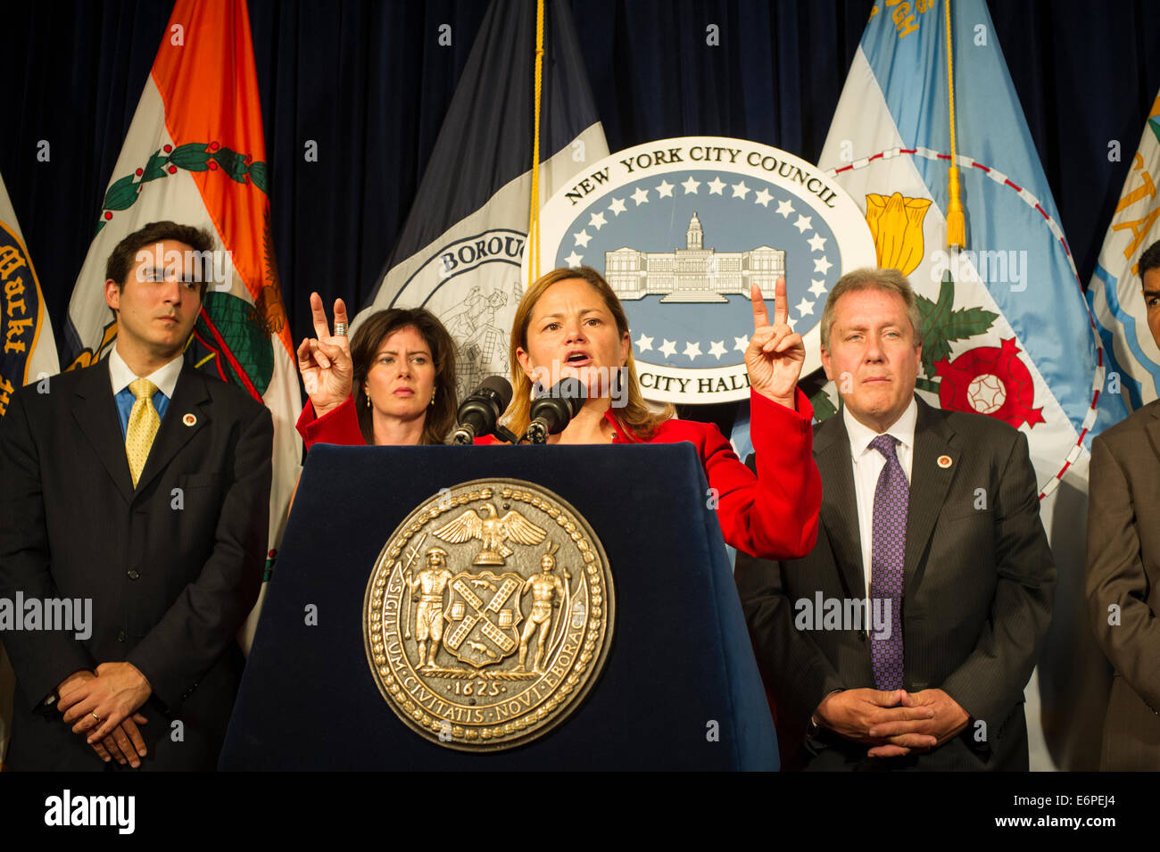 NY City City Council Speaker Melissa Mark-Viverto accompanied by members of the City Council, speaks at a press conference Stock Photo