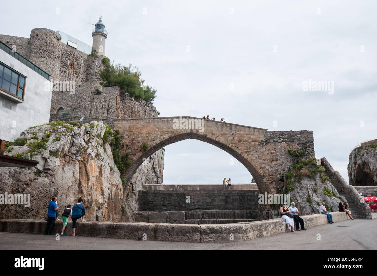 Medieval Bridge in Castro Urdiales, Cantabria Stock Photo