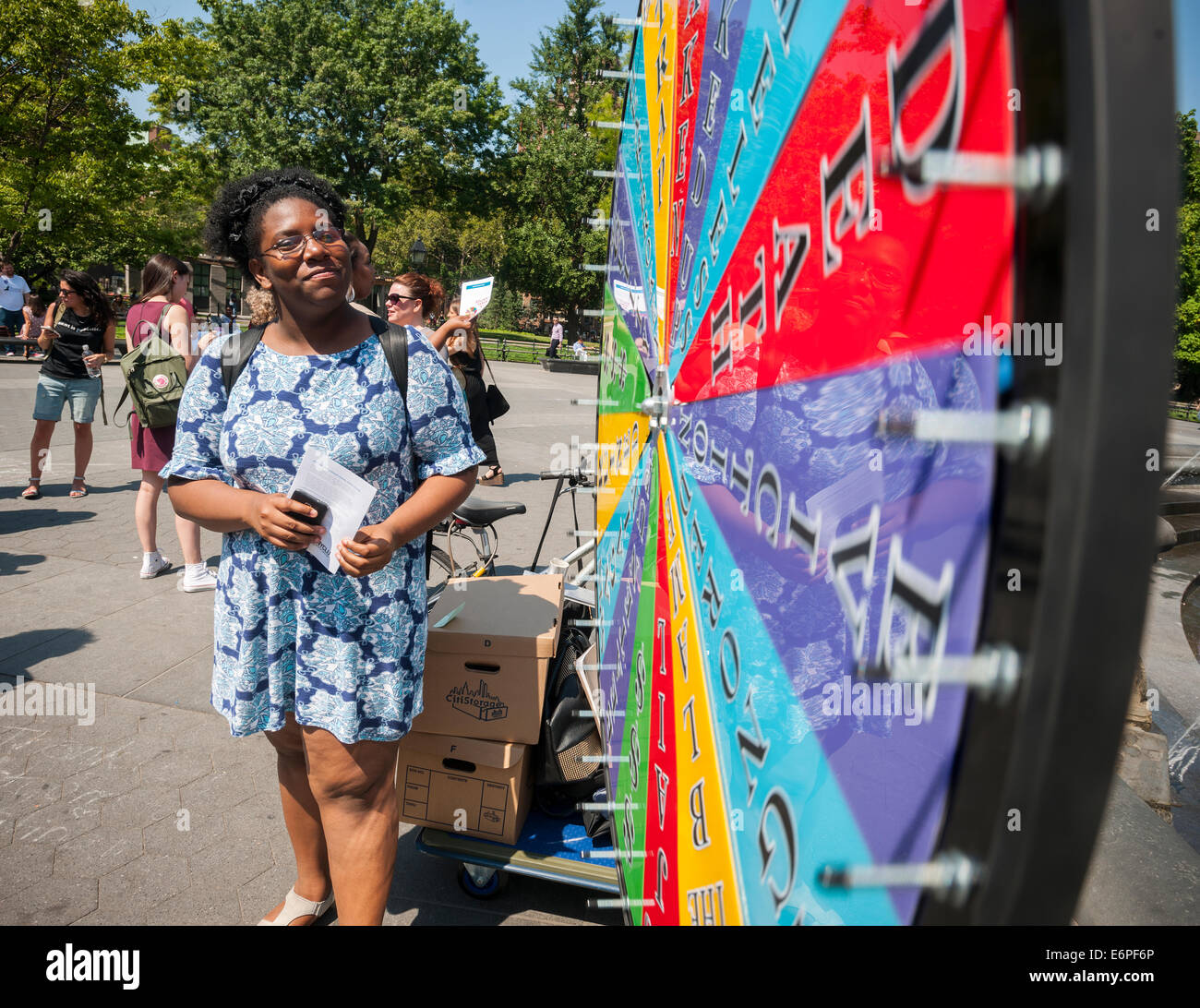 NY Civil Liberties Union's "Wheel of Justice" game in Washington Square