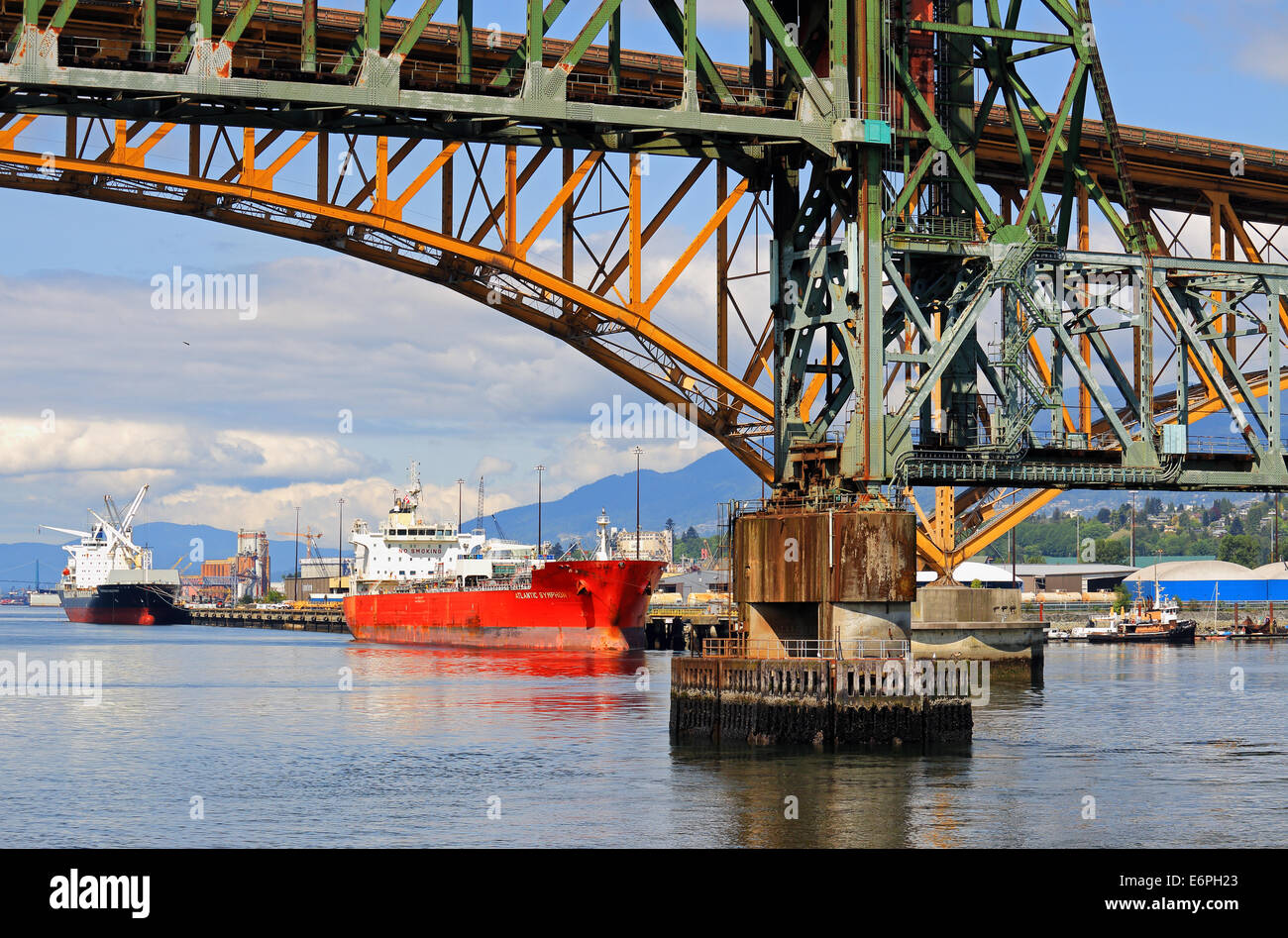 Oil and Chemical Tanker Atlantic Symphony (Flag: Hong Kong) in Vancouver Port Stock Photo