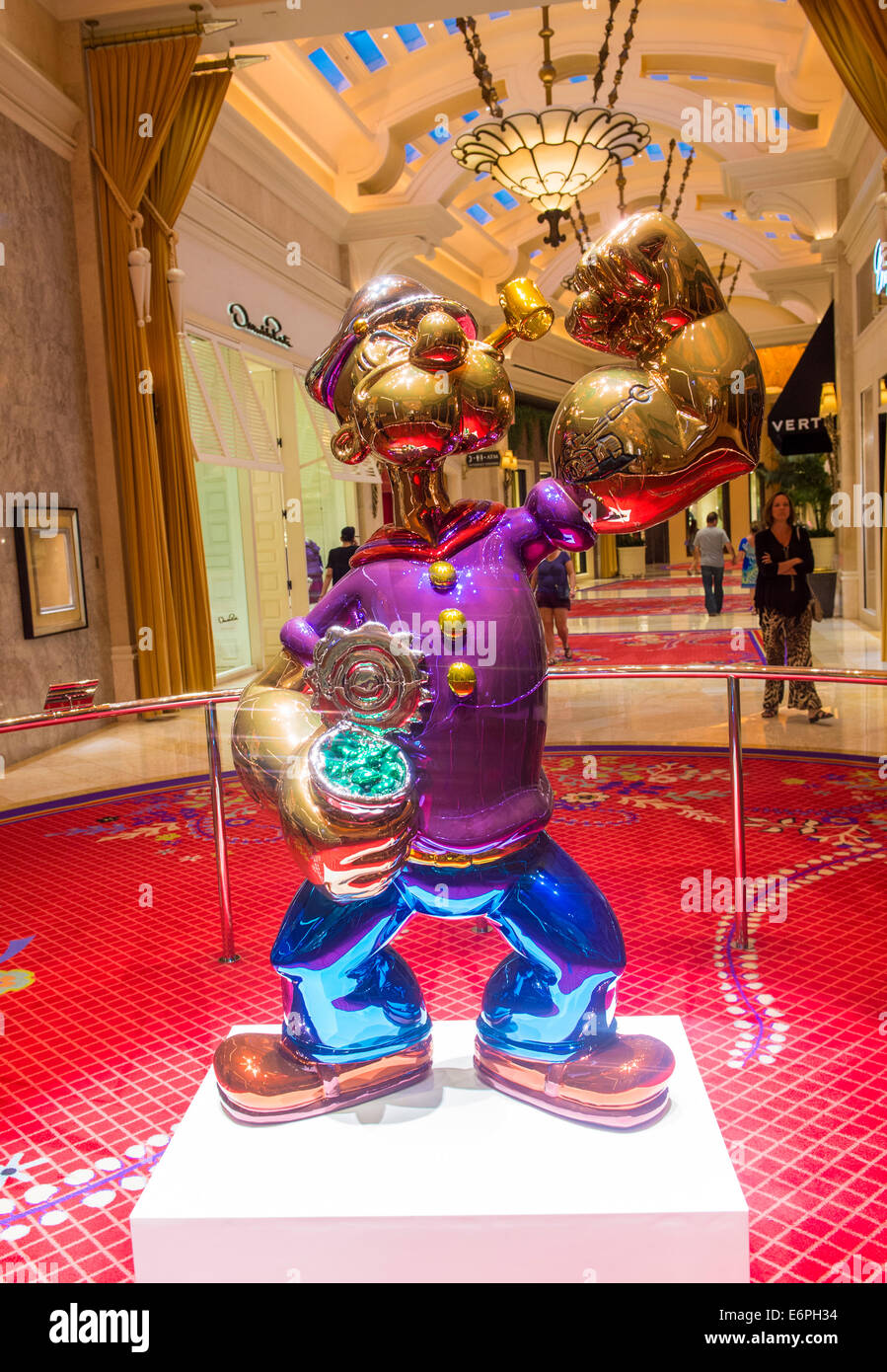 The Jeff Koons Popeye Sculpture display at the Wynn Hotel in Las Vegas