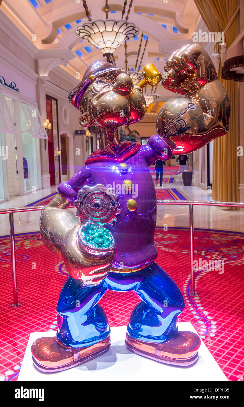 The Jeff Koons Popeye Sculpture display at the Wynn Hotel in Las Vegas