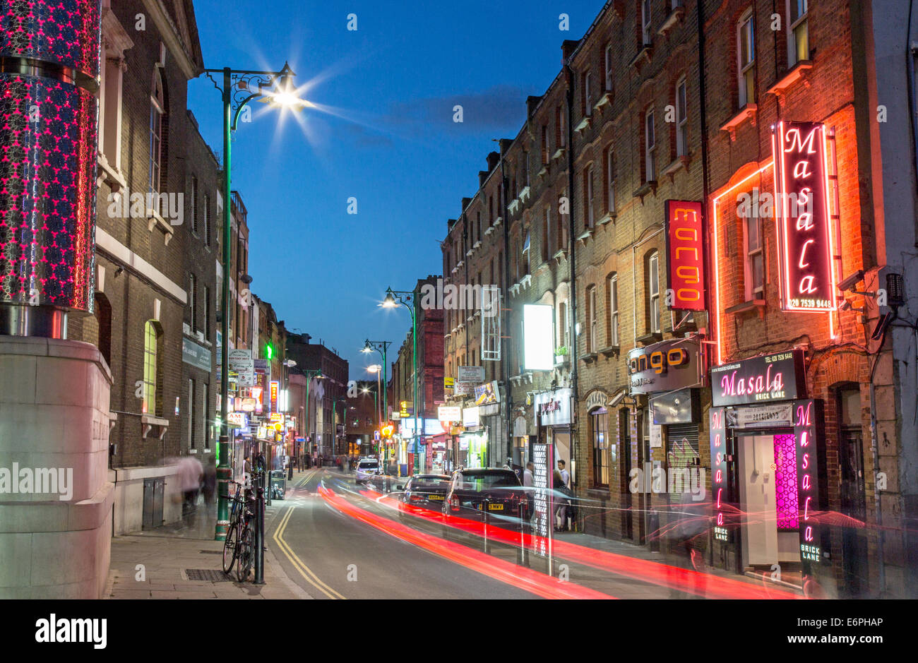 Brick Lane at Night London UK Stock Photo
