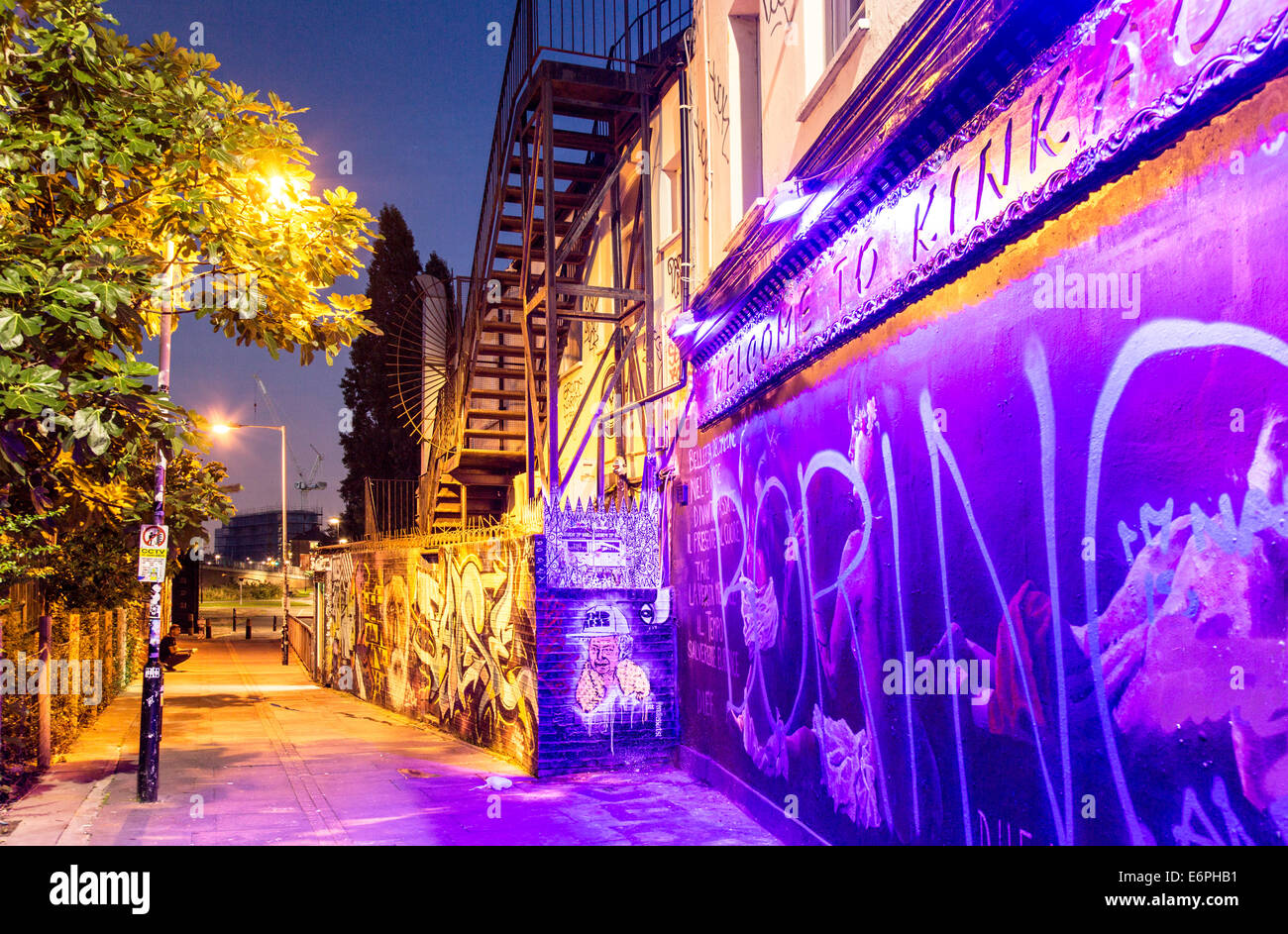Graffiti Brick Lane at Night London UK Stock Photo Alamy