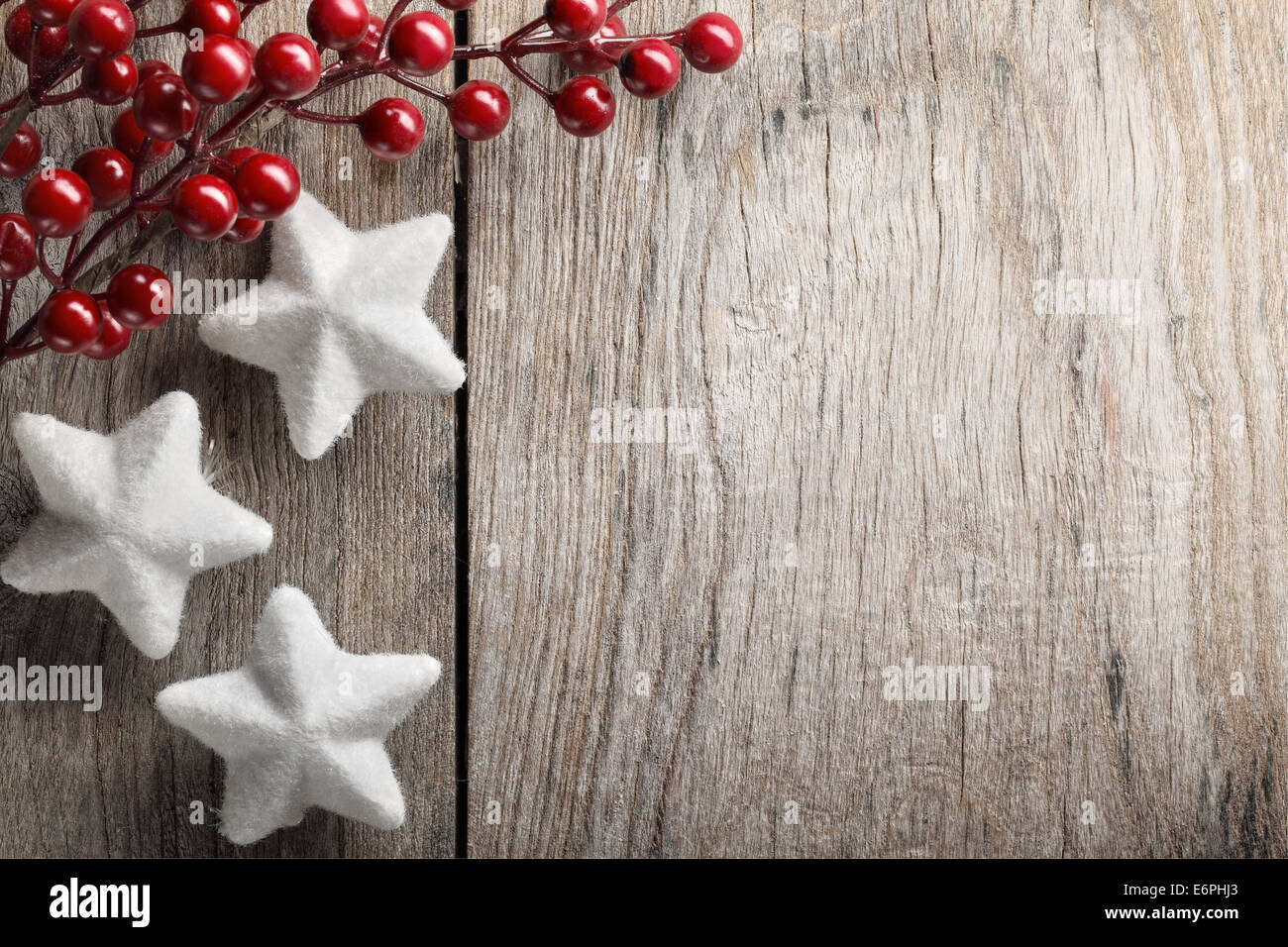 Christmas decoration on wood background Stock Photo