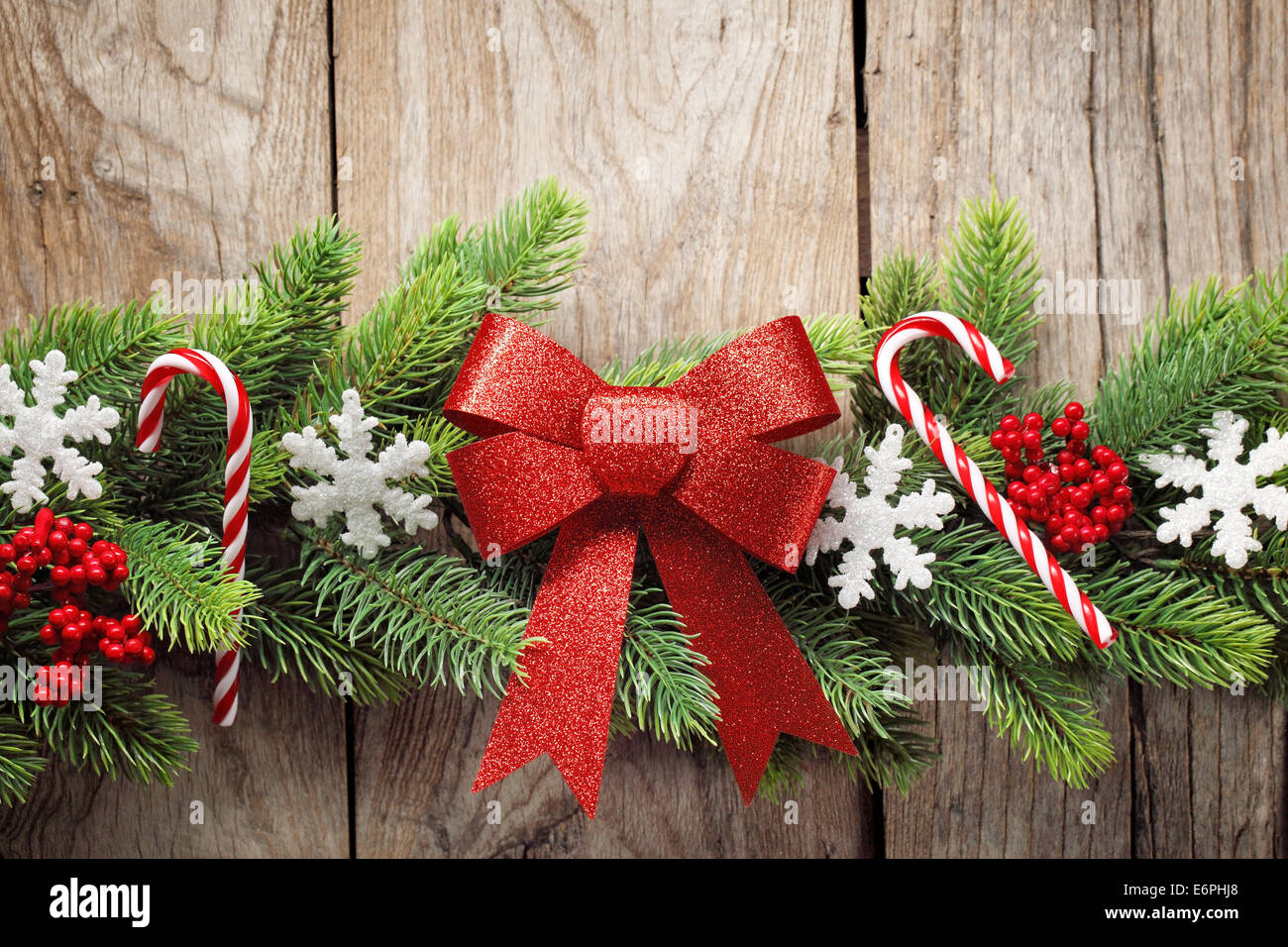 Christmas decoration on the wooden background Stock Photo