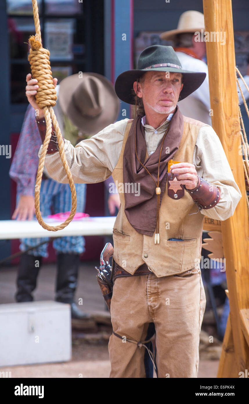 A participant in the Vigilante Days event in Tombstone , Arizona Stock Photo