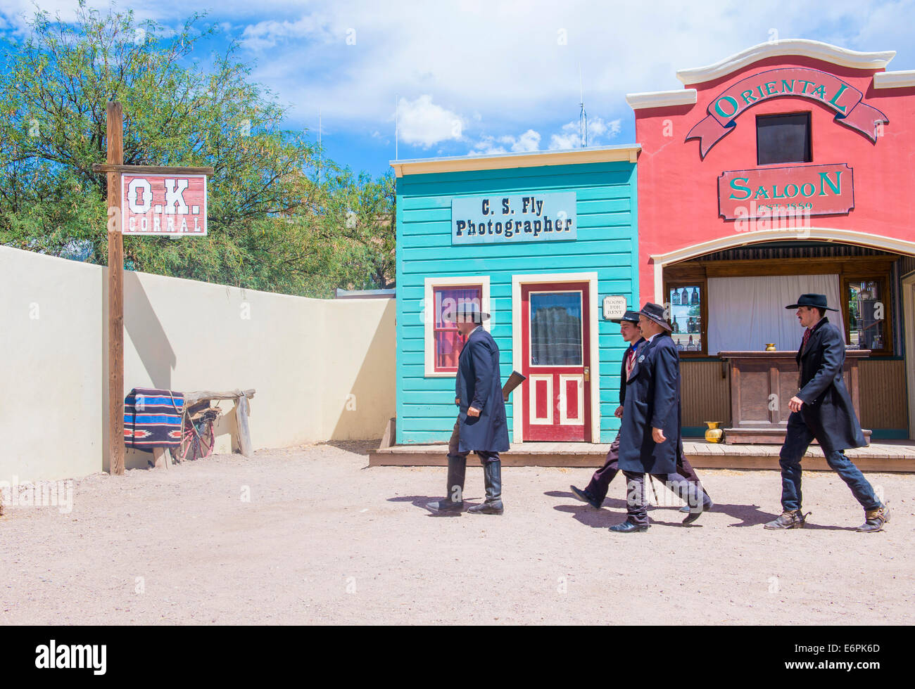 Actors takes part in the Re-enactment of the OK Corral gunfight in Tombstone , Arizona Stock Photo