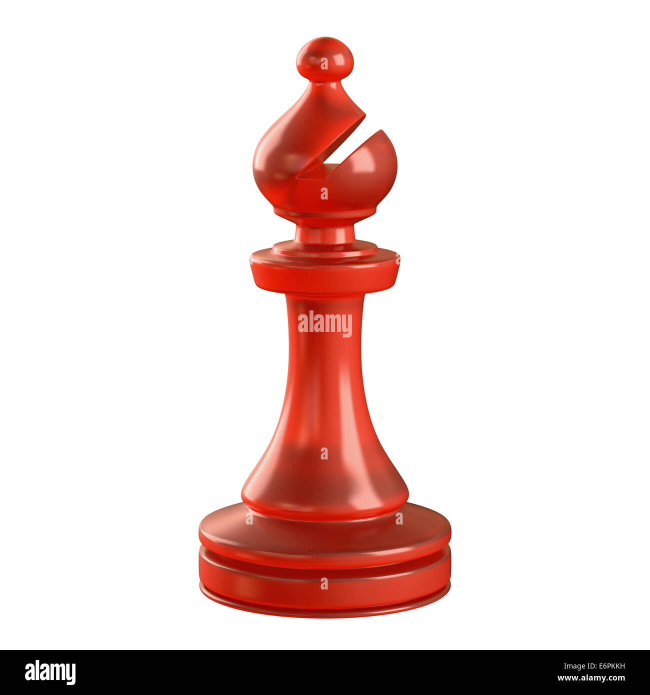 Red glass chess piece isolated. Clipping path included. Stock Photo