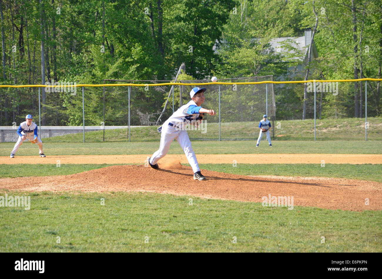 Pitcher in a high school baseball game Stock Photo Alamy