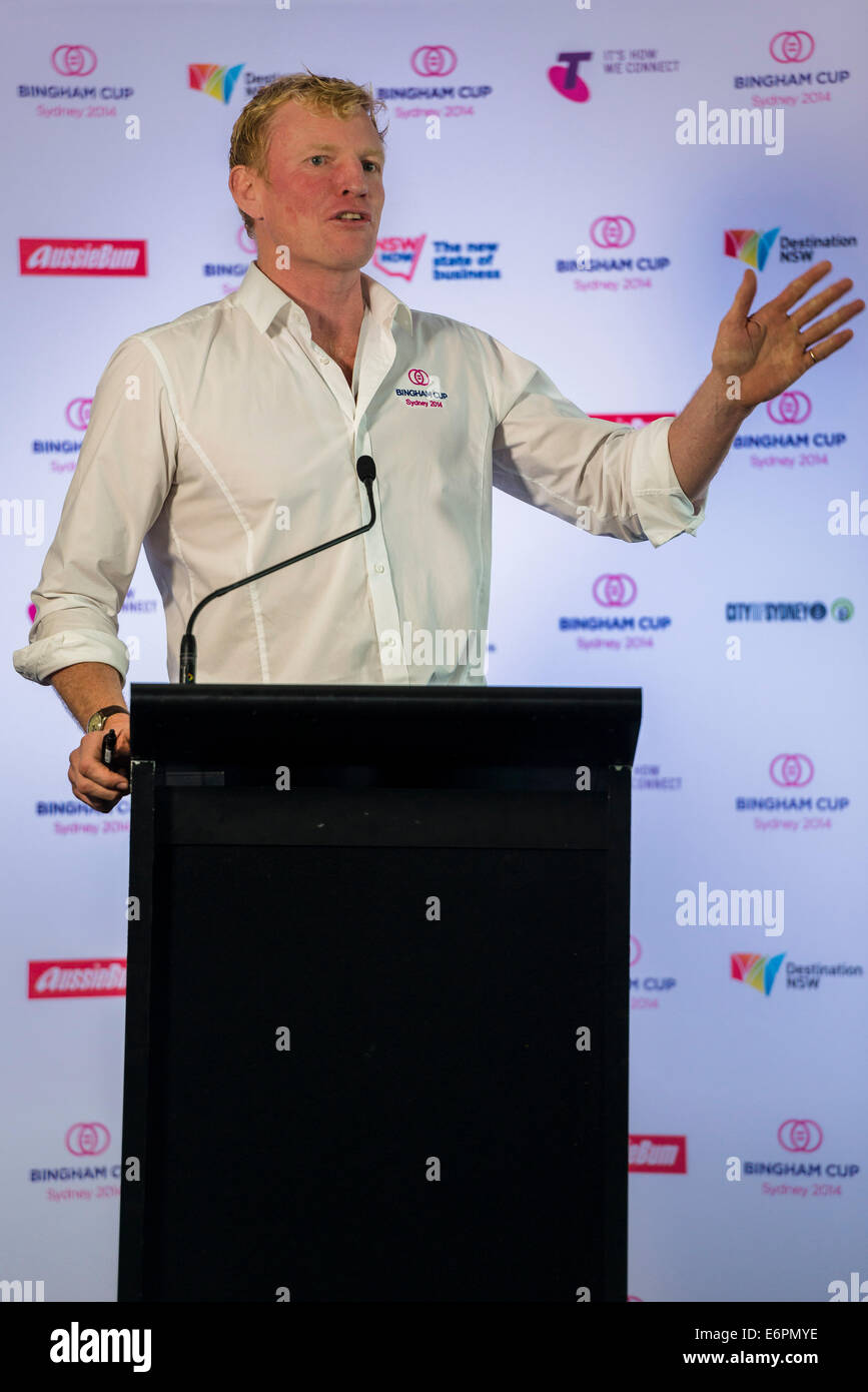 Sydney, Australia. 29th August, 2014. Andrew Purchas, Bingham Cup President and Sydney Convicts founder speaks to the media during a Press Conference on the first day of World Cup of Gay Rugby the Bignham Cup. Credit:  MediaServicesAP/Alamy Live News Stock Photo