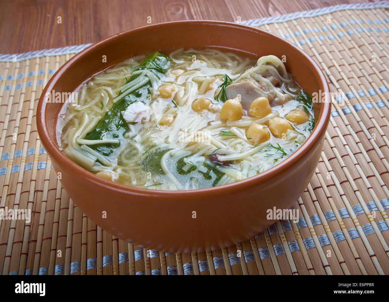 Algerian Rechta Maghreb chick chicken noodle soup Stock Photo ...