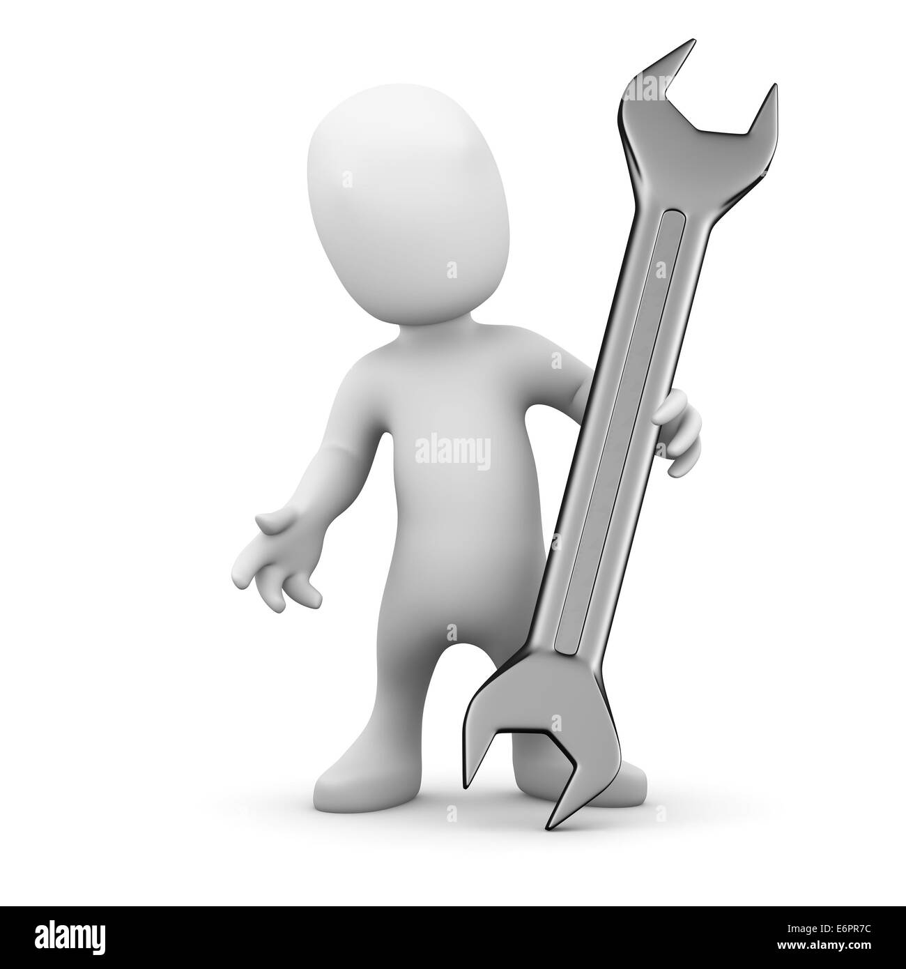 3d render of a little person holding a spanner Stock Photo Alamy